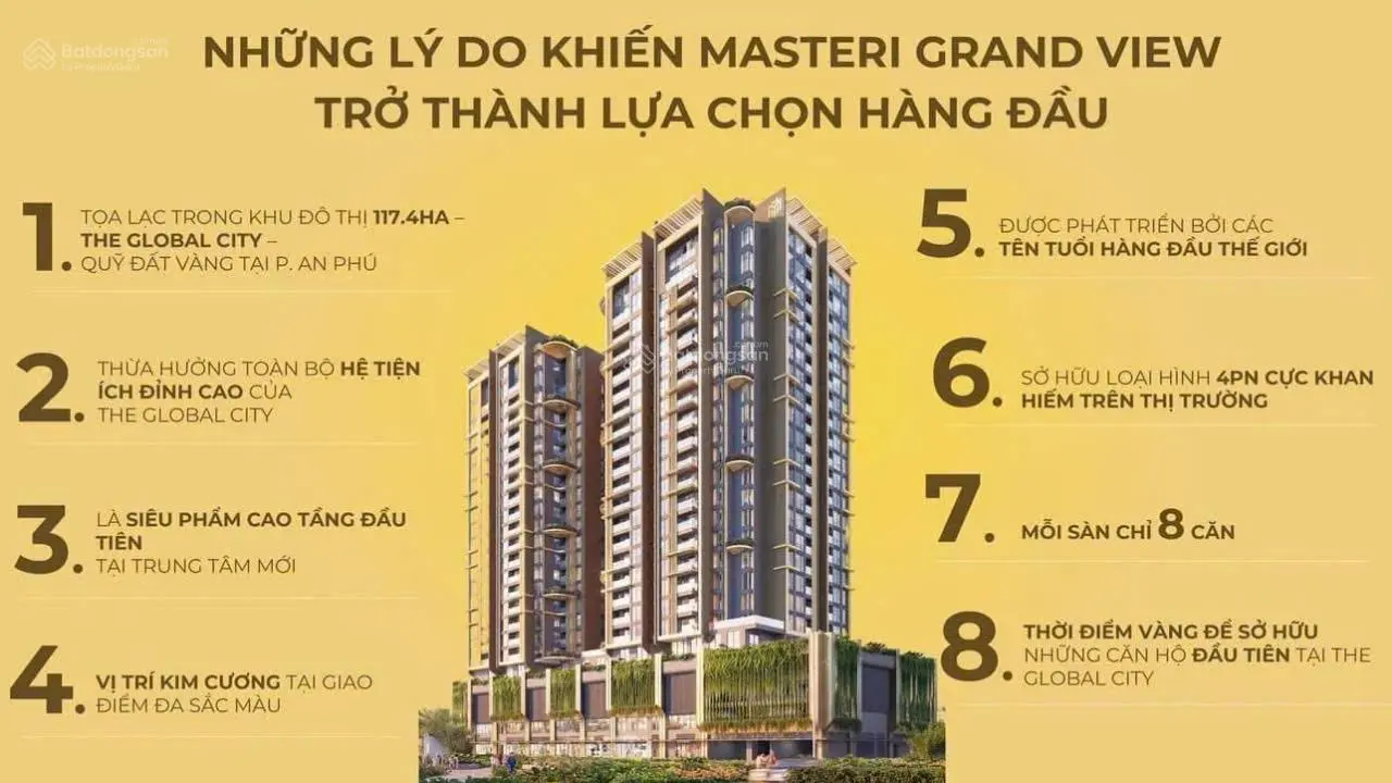 Mở bán căn hộ cao tầng đầu tiên tại the global city, giá chỉ 100 triệu/m2, ck 16%