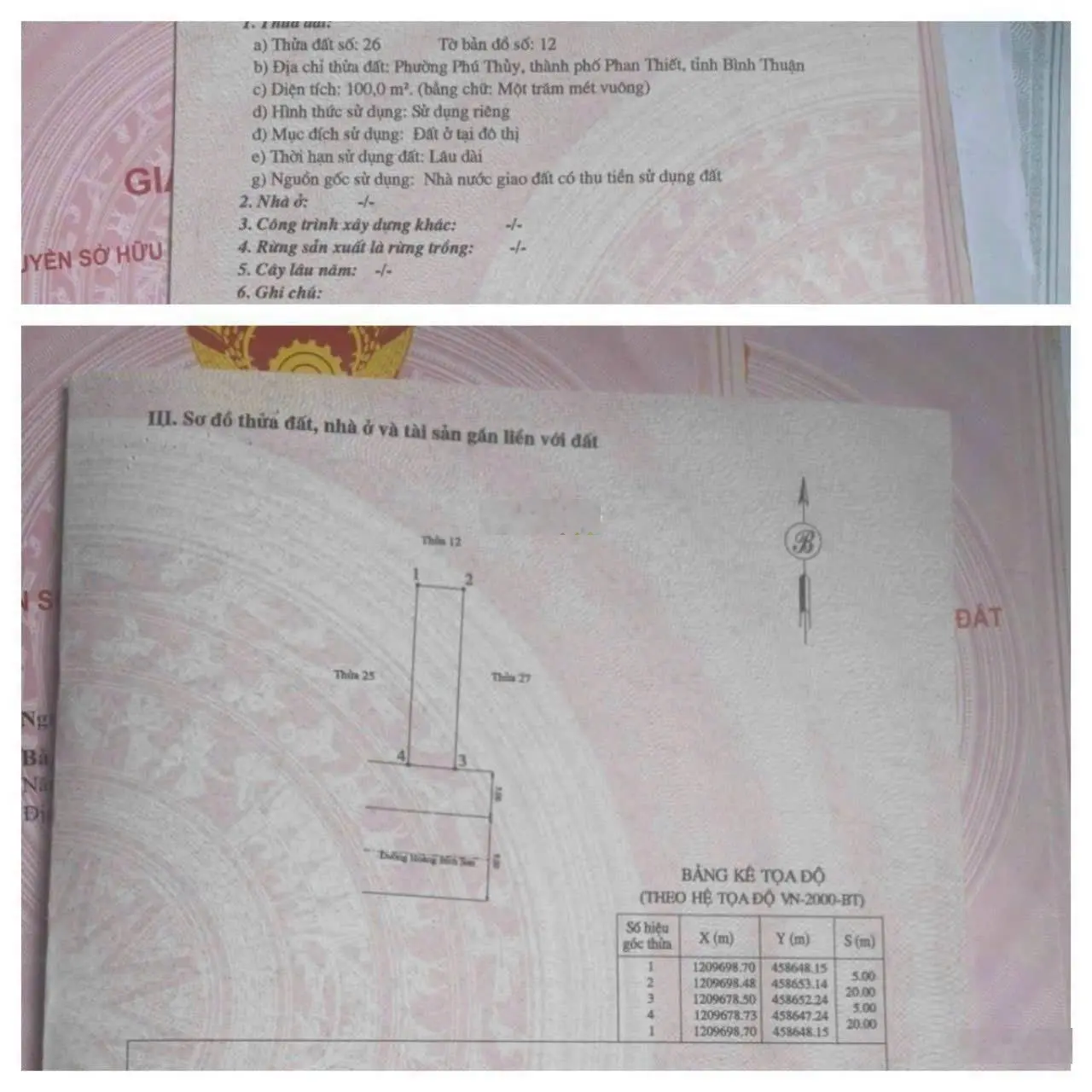 Cần bán lô đất đẹp 100m2 thổ cư - MTKD Hoàng Bích Sơn - Phan Thiết - giá rẻ