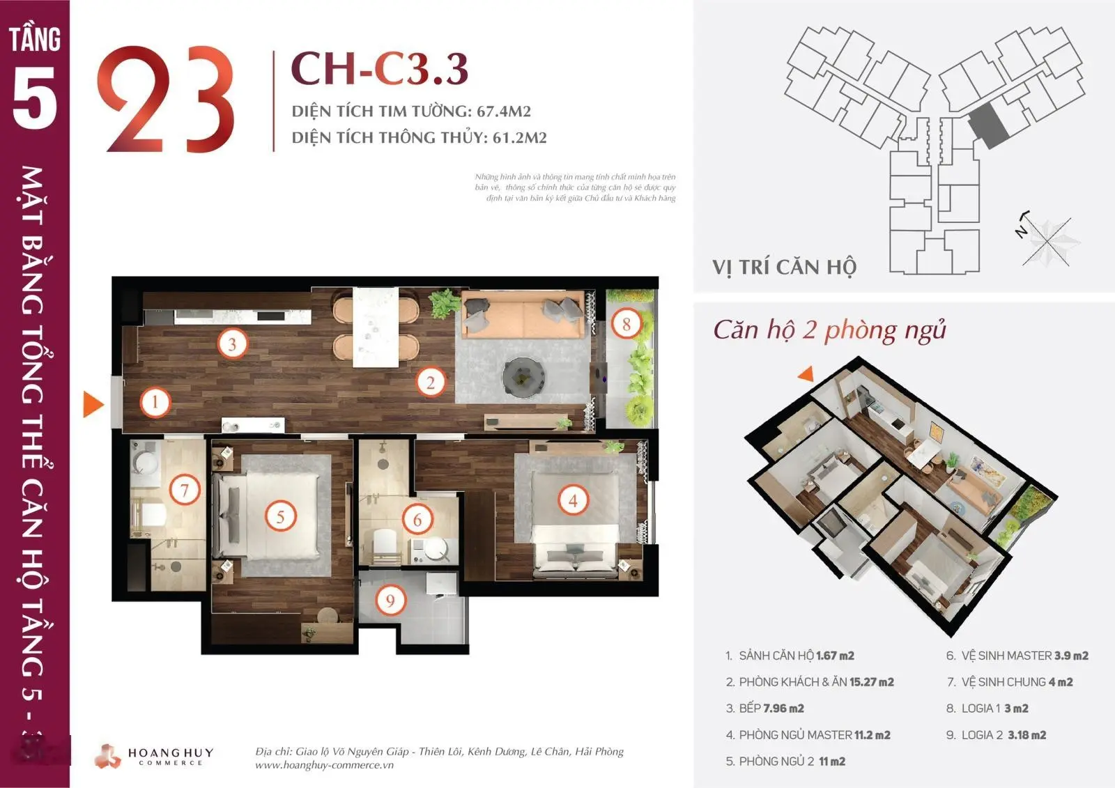 Mã căn 2PN 2WC view cầu Rào duy nhất LH: 0783 599 ***