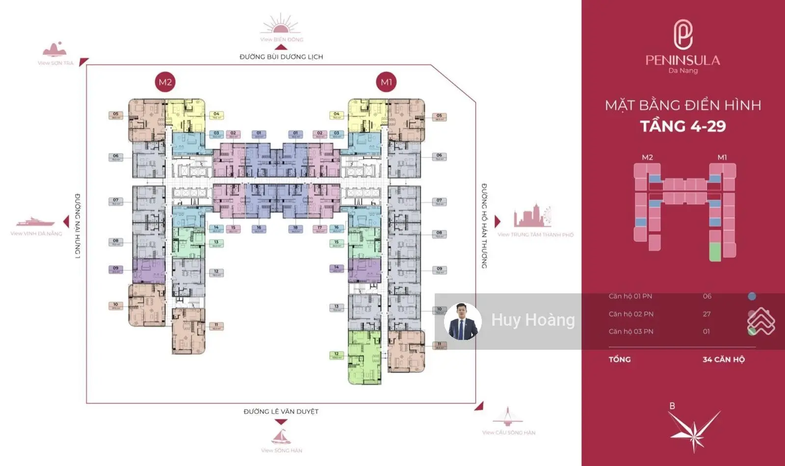 Ngoại giao 1 căn 2PN siêu hiếm tầng 19 - DT: 96m2 view sông - vịnh - núi - bàn giao full nội thất