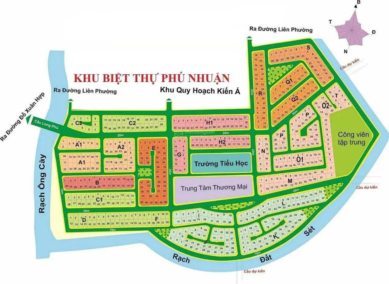 Bán đất khu biệt Thự Phú Nhuận PLB lô T 311m2 giá 50tr/m2 HĐMB