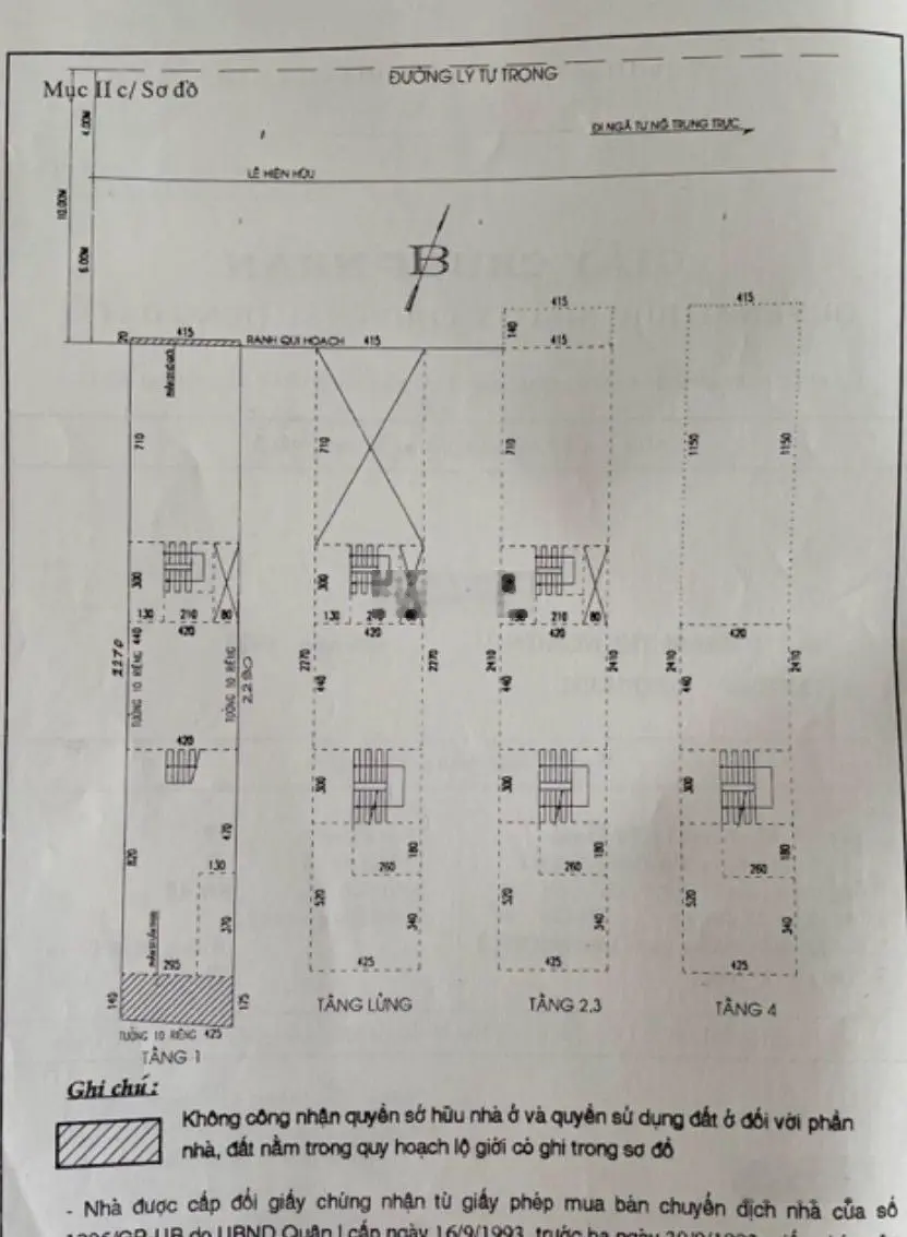 Nhà 5 tầng mặt tiền đường Lý Tự Trọng P. Bến Thành - Quận 1 diện tích 4.15 x 23.25m