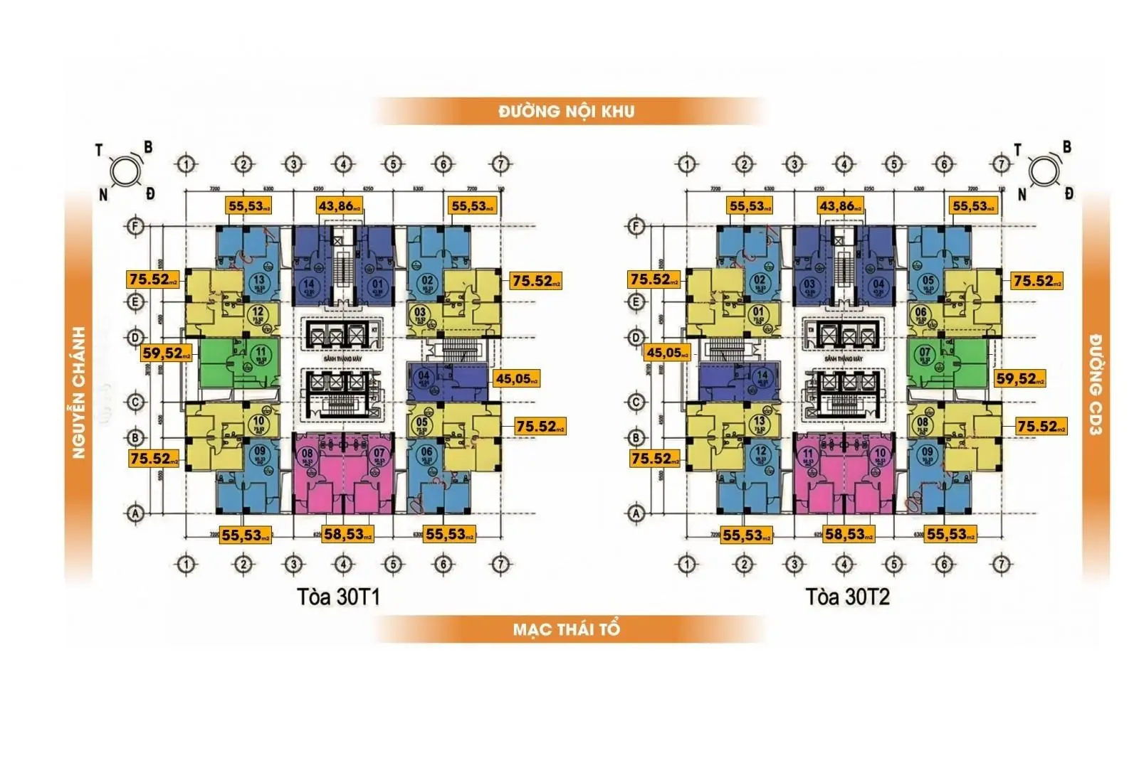 CC bán CC 30T1 & 30T2 Nam Trung Yên, 1608 - 58m2, 1109 - 55m2, 1908 - 75m2. 0389 193 ***