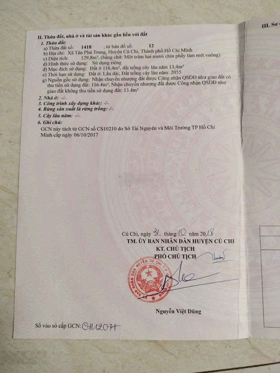 Nhà Đường Nguyễn Thị Bi, Xã Tân Phú Trung, Củ Chi, với diện tích 129m2, giá 2,6 tỷ VND. N