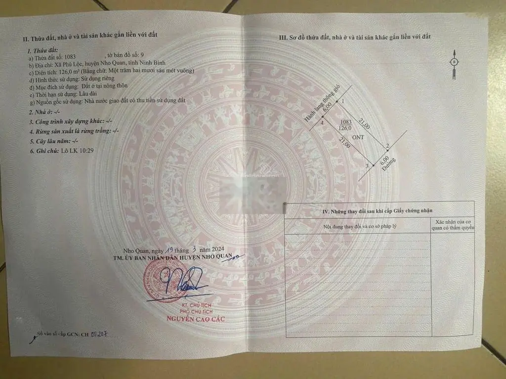 BÁN ĐẤT CHÍNH CHỦ THỔ CƯ GIÁ RẺ NGAY TRỊ TRẤN NHO QUAN-NINH BÌNH