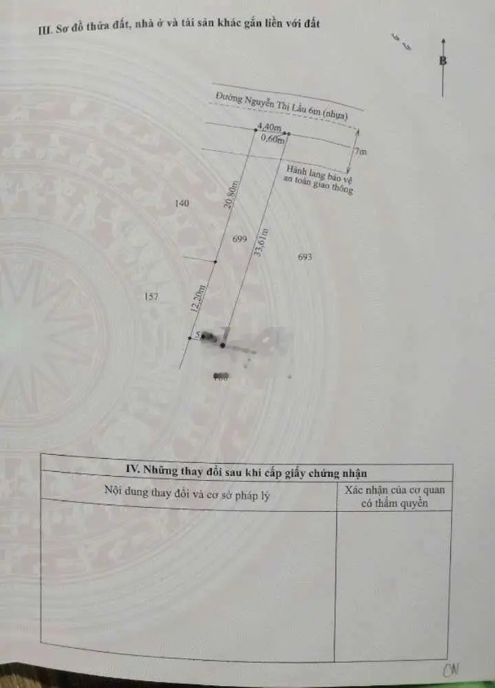 Hàng thơm, 165m2 đất thổ đường nhựa 6m, Tân Trụ, 650tr