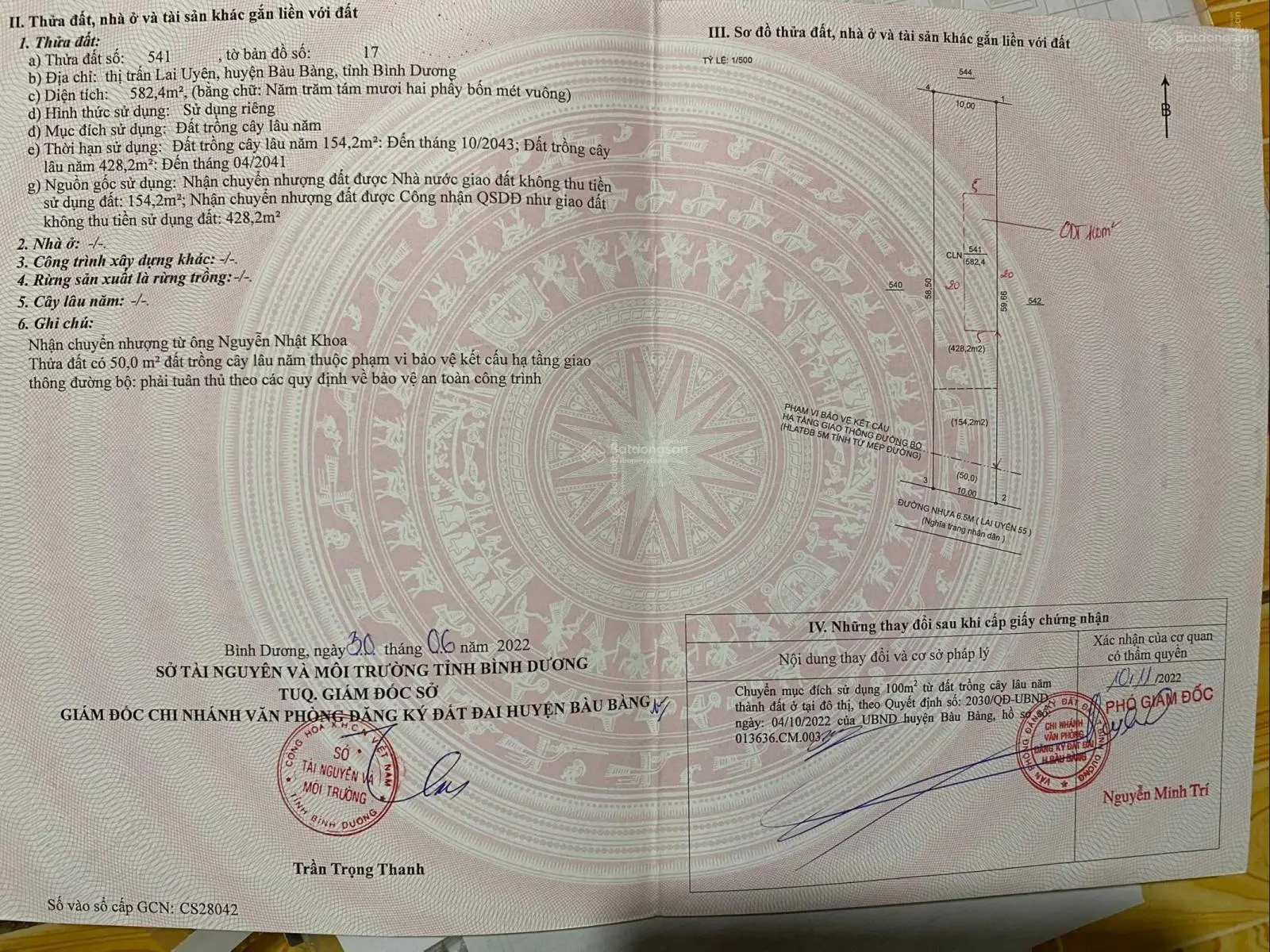 Bán đất 10x58m Lai Uyên, Phường Lai Uyên, TP Bàu Bàng