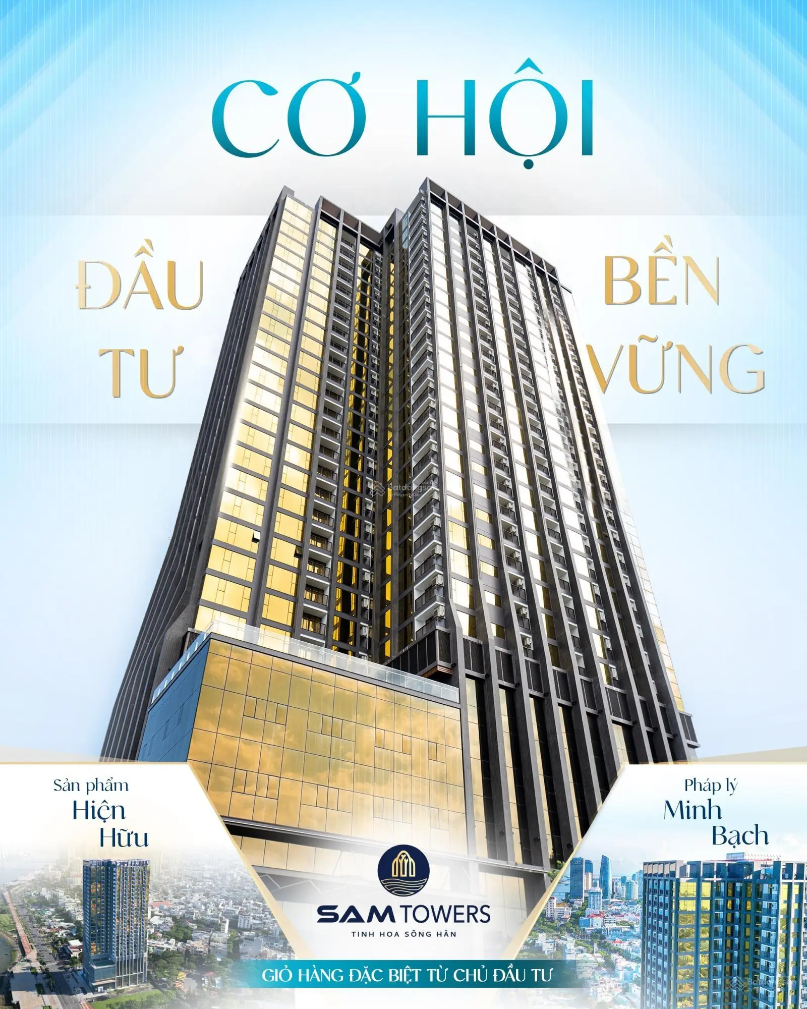 Với 3tỷ650 (full) sở hữu căn hộ hạng sang SAM Towers 50m2 view sông Hàn Đà Nẵng, cho thuê 18tr/th