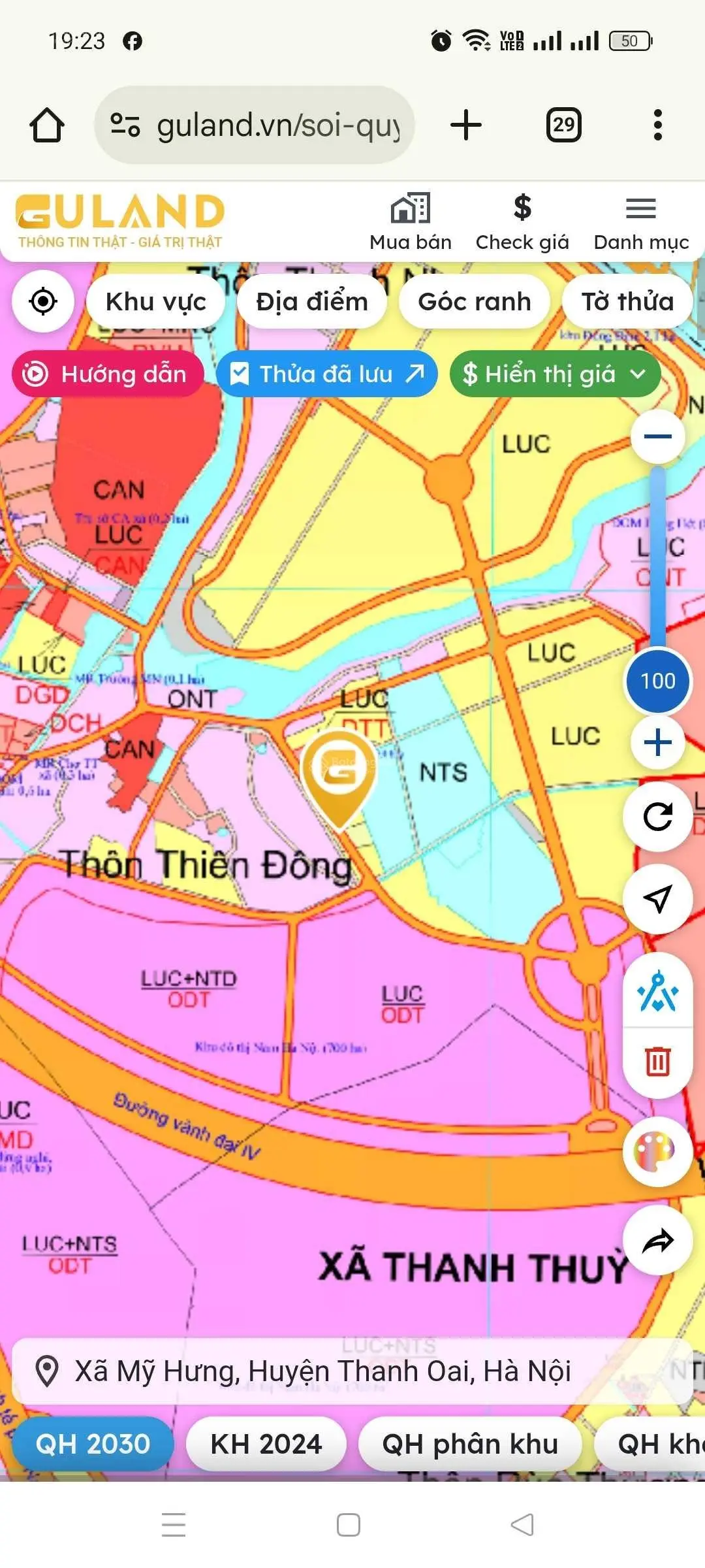 Cần bán 75m2 đất đấu giá Thiên đông, Mỹ Hưng. Giá 55tr/m2 ô tô vào đất