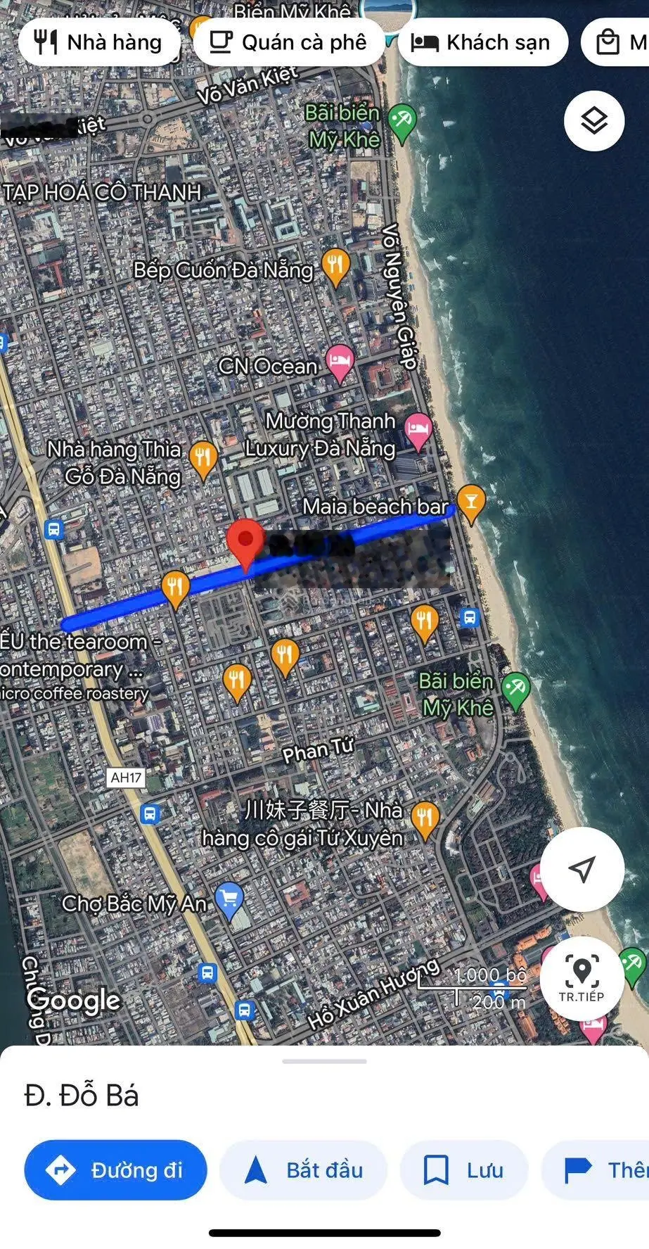 Bán lô đất đẹp 215m2 ngang 9,5m MT đường Đỗ Bá trục thông biển Mỹ Khê KD sầm uất