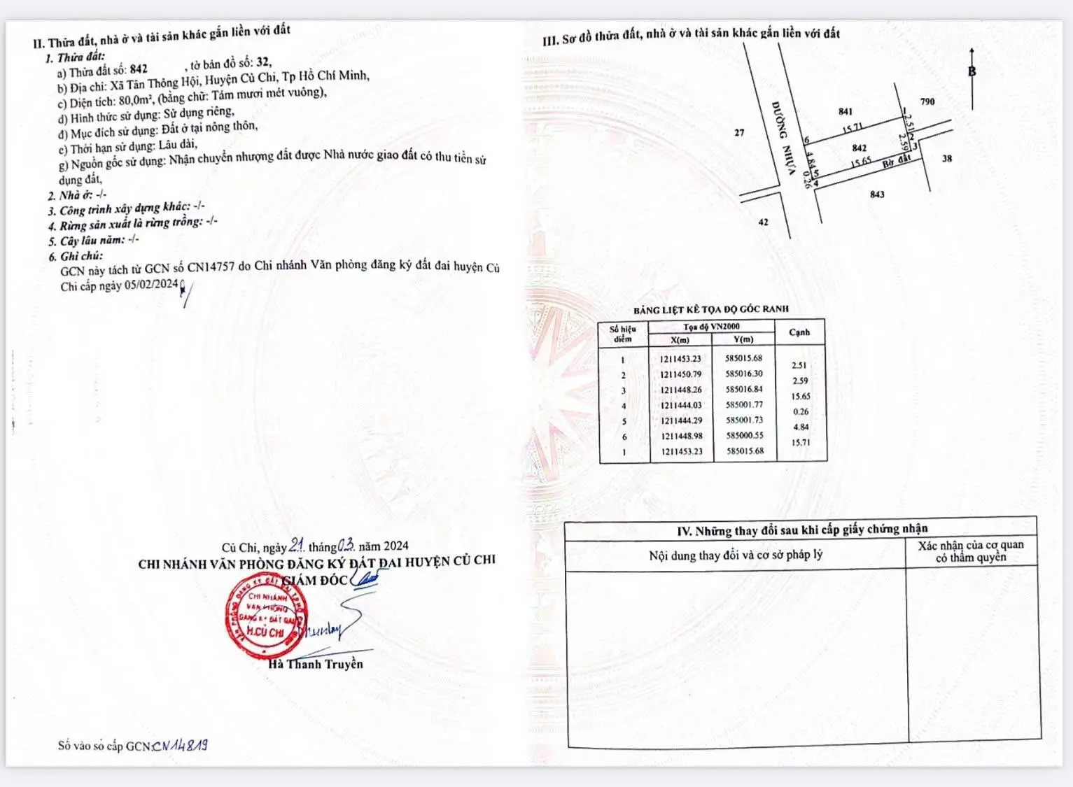 Tôi cần bán lô đất mặt tiền đường nhà nước. Tân Thông Hội cách ngã tư An Sương 14km. Giá 1ty9 tl