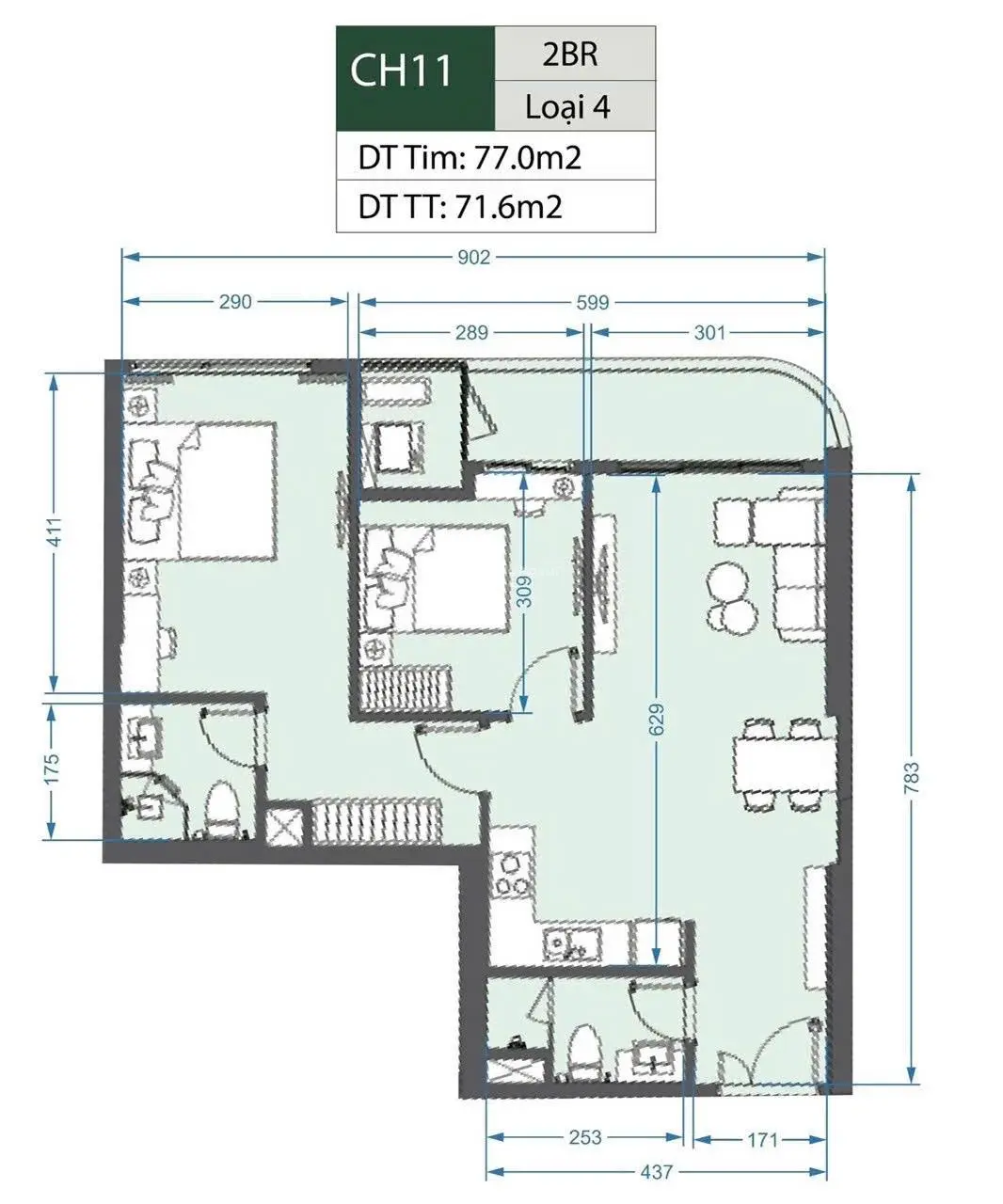 chính chủ bán căn 2pn 71m2-giá 6 tỷ -A1-view thoáng-bàn giao nội thất cao cấp-slot oto