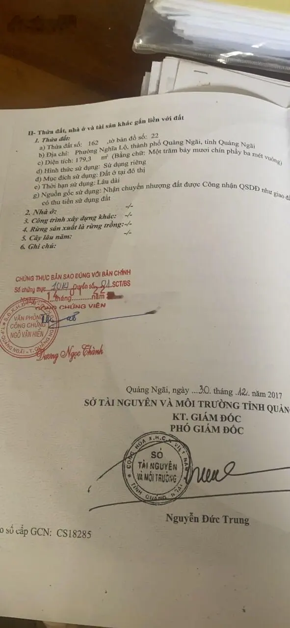 Bán MT KD đường Trần Quang Diệu, TP Quảng Ngãi. DT 1000m2, MT 11.5m, đường 10m, đang kinh doanh
