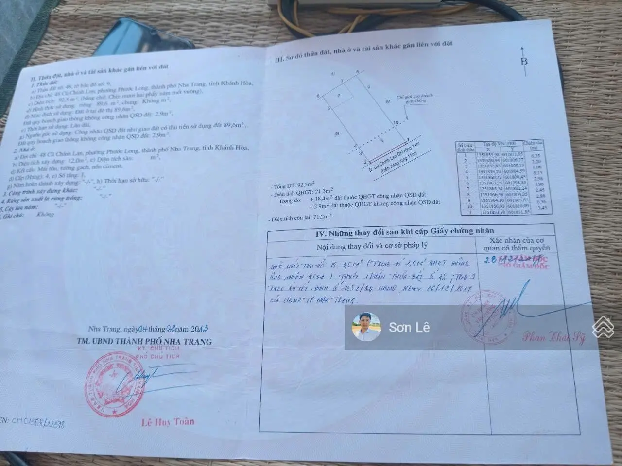 Bán đất mặt tiền Cù Chính Lan Nha Trang, DT 92.5m2 ngang 6.3m cách biển chỉ 5 phút giá 5 tỷ 6 TL