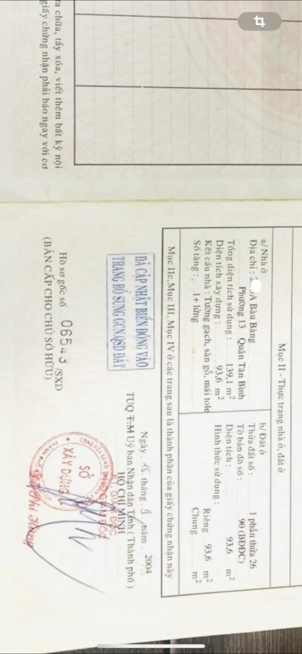 Bán nhà riêng tại Đường Bàu Bàng, Phường 13, Tân Bình, Hồ Chí Minh, 10,6 tỷ, 93,6m2