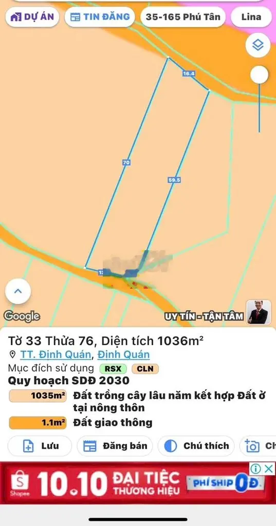 Bán đất có nhà vào ở liên 1036m2 có nhà cấp 4,dân cư ở đông đúc,giá rẽ