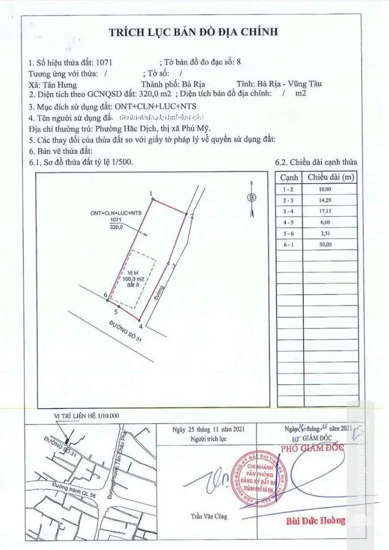 Đất nền lô góc, đường Số 31, Tân Hưng, diện tích 320 m2, dân cư hiện hữu, đã xây hàng rào