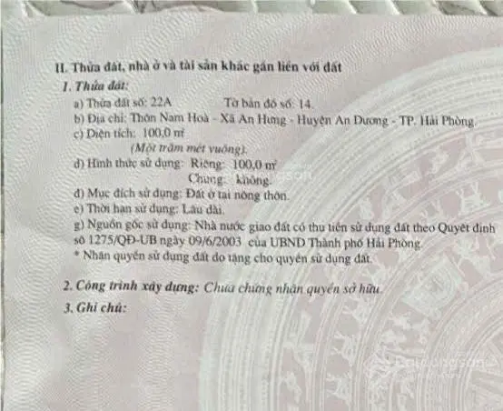 Bán nhà 3 tầng tại An Hòa, An Hưng, An Dương, Hải Phòng