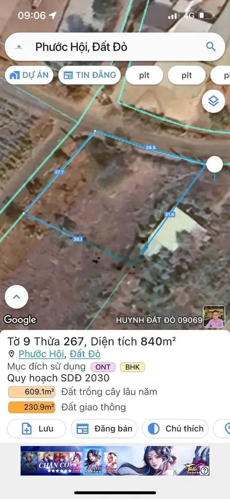 BÁN LÔ GÓC 2MT NHỰA 27X30M SĂN TC GIÁ 2,55 TỶ - PHƯỚC HỘI GẦN BIỂN