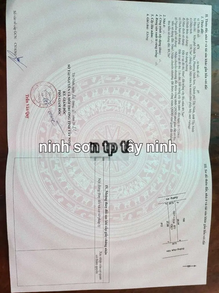CẦN BÁN ĐẤT ĐẸP CHÍNH CHỦ GẦN CHỢ NINH SƠN 5×30