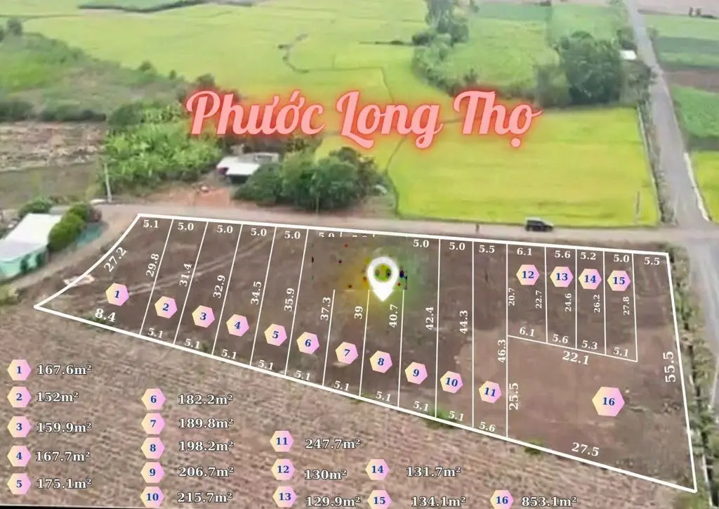 10x43m đường nhựa xã phước long thọ - đất đỏ giá chỉ 1,35 tỷ sẵn 160tc