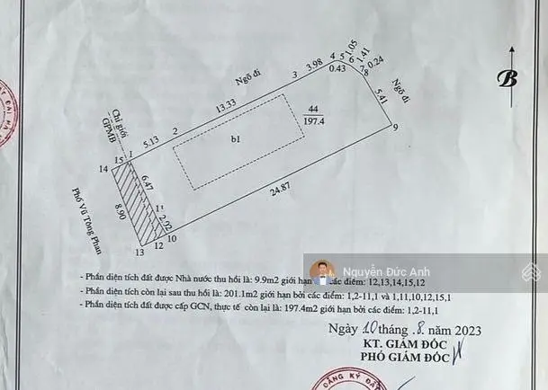 Tin thật. Bán đất mặt phố Vũ Tông Phan lô góc 3 mặt tiền, 197m2, MT 8.9m, 48 tỷ