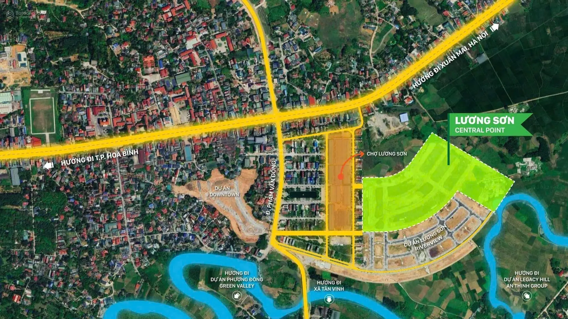 Lô biệt thự 270.8m², MT 10.5m, hướng Tây Bắc, Phố Chợ Lương Sơn, giá nhỉnh 16 tỷ , sổ đỏ riêng