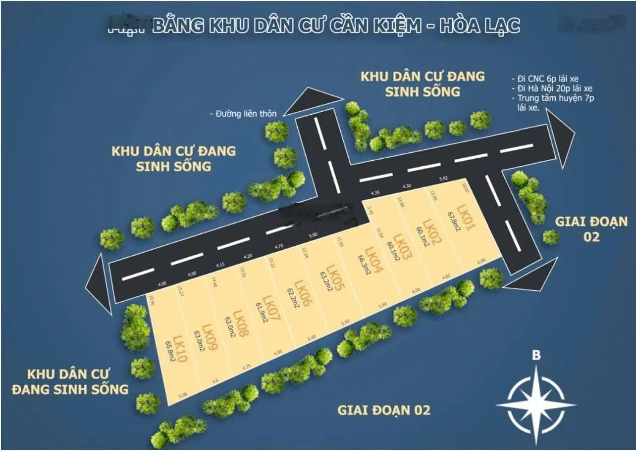 Chính chủ bán đất tại xã cần kiệm gần khu cnc hoà lạc hà nội- giá 1,786 triệu vnd, diện tích 61.9m2