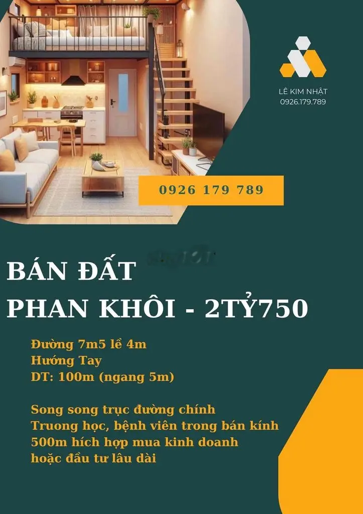 Bán Gấp lô đường 7m5 Phan Khôi gần ngã tư