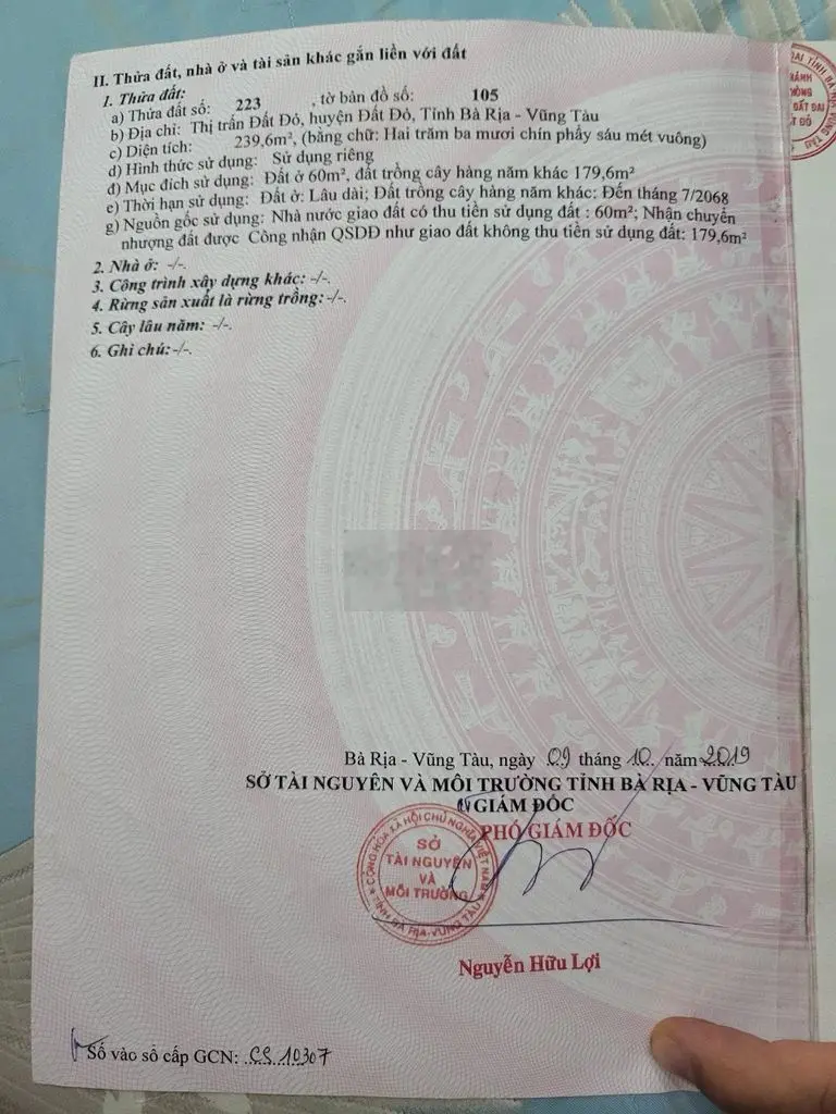 bán đất trung tâm tt đất đỏ - giá rẻ cho khách mua đầu tư