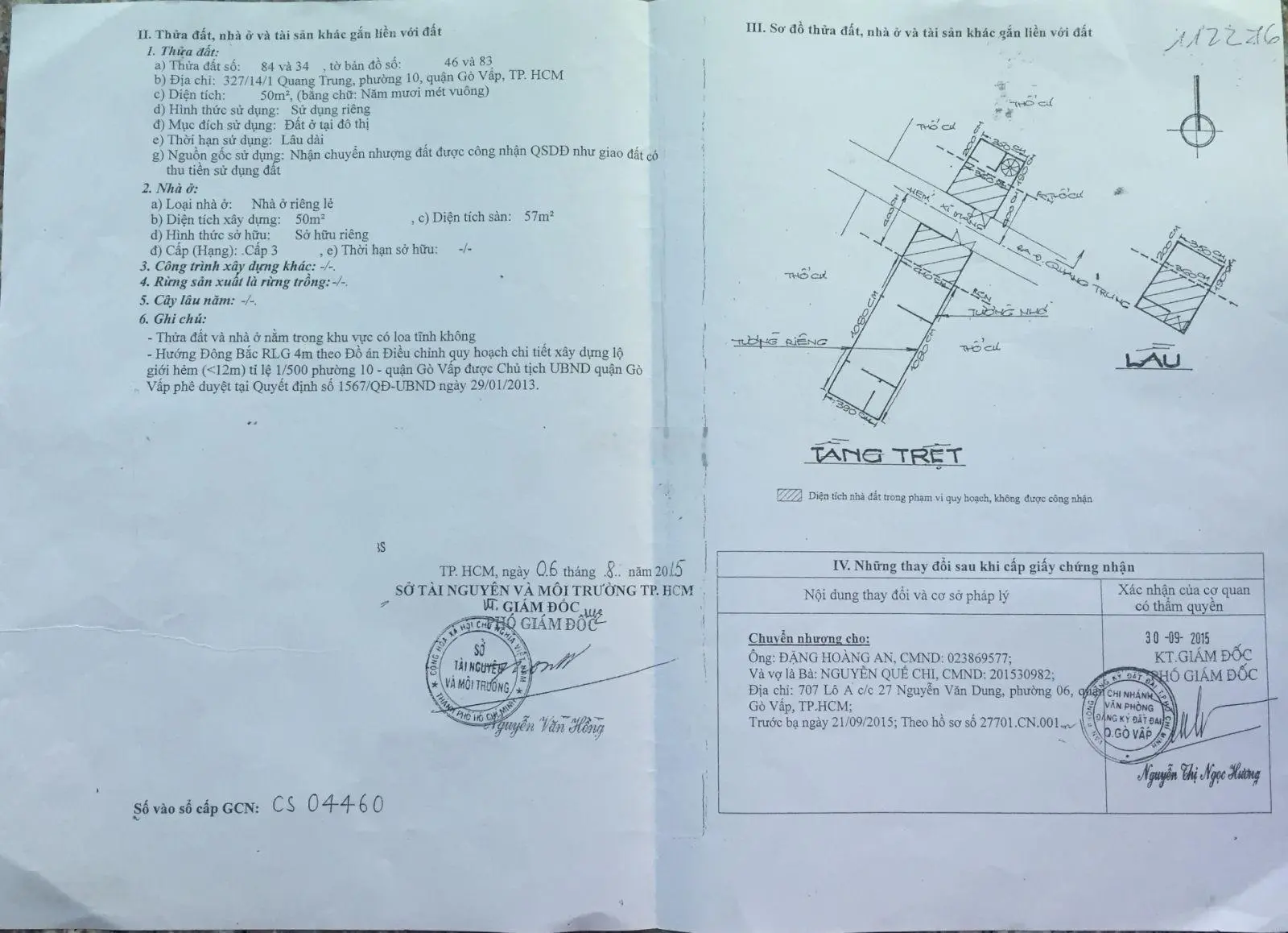 Bán nhà 327/ Quang Trung, P.10, Gò Vấp: 4 x 14, giá 4,45 tỷ.