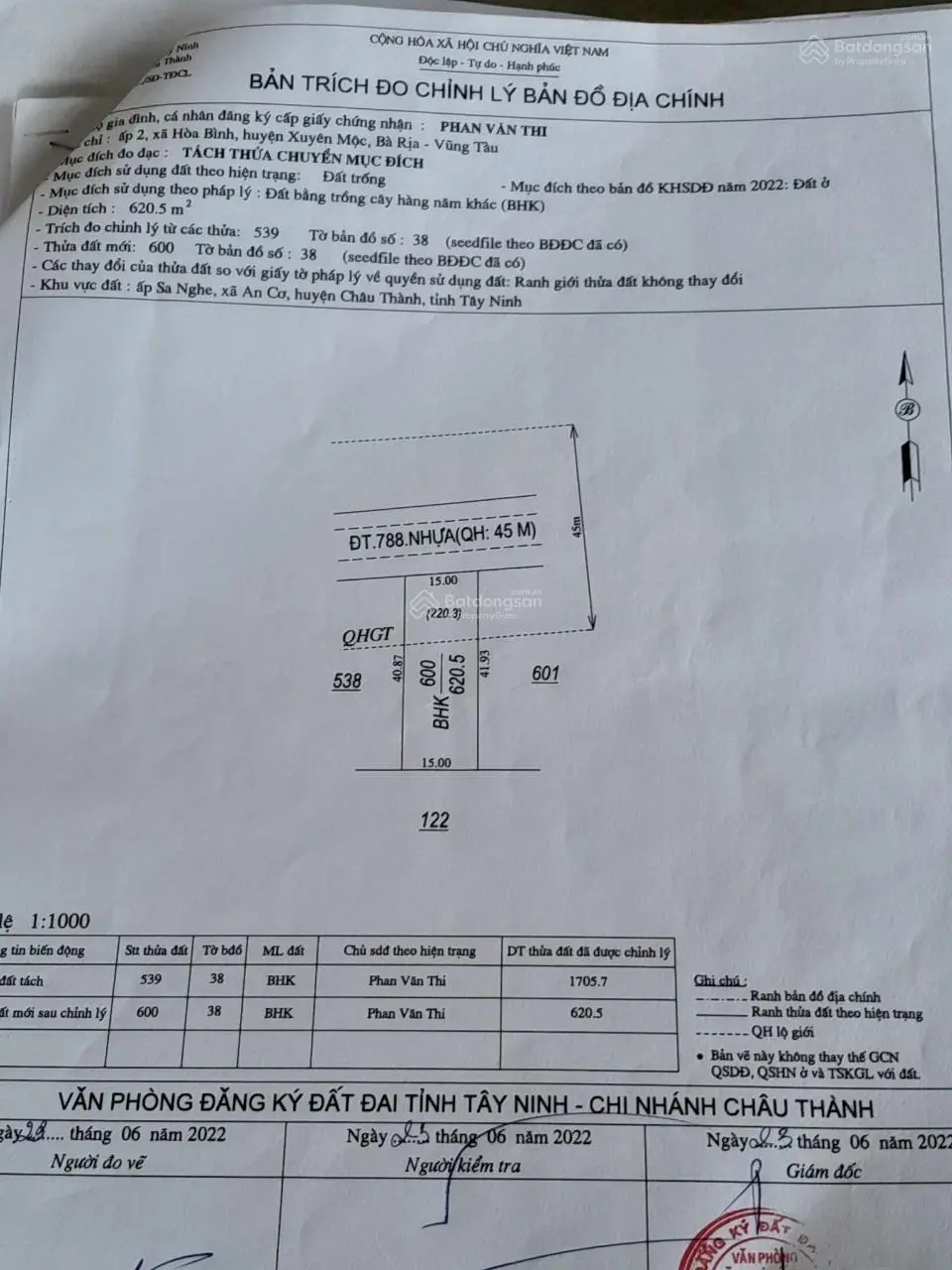 Bán gấp đất cực chất giá mùa mưa lũ tại đường Tỉnh Lộ 788, Tây Ninh 1705.7 m2, mặt tiền 40m