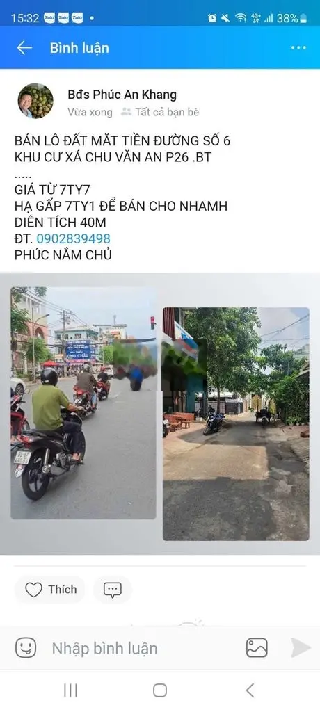 CÒN SÓT LÔ ĐẤT MẶT TIỀN ĐƯỜNG SỐ CHU VĂN AN .PHƯỜNG 26