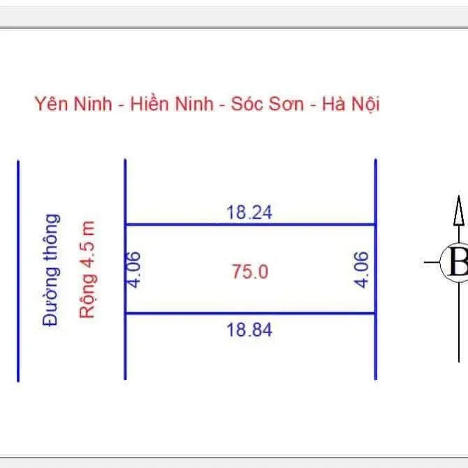 Bán 75m2 Yên Ninh, Hiền Ninh, Sóc Sơn, Hà Nội giáp bìa làng thông thoáng