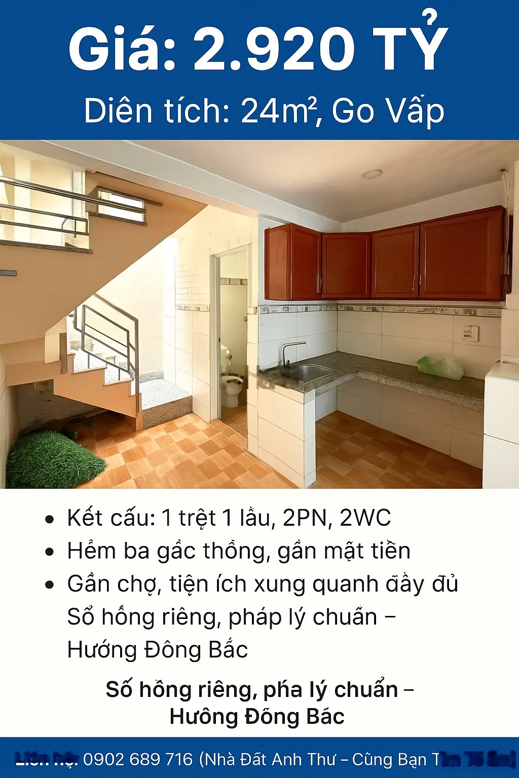 Bán NR tại Đường Số 51, Gò Vấp, 2,92 tỷ, 24m2, hàng hiếm với 2PN + 2WC