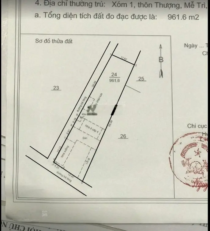 961m2 Tân Trại - Phú Cường - Sóc Sơn - HN giá chỉ 9 triệu/m2