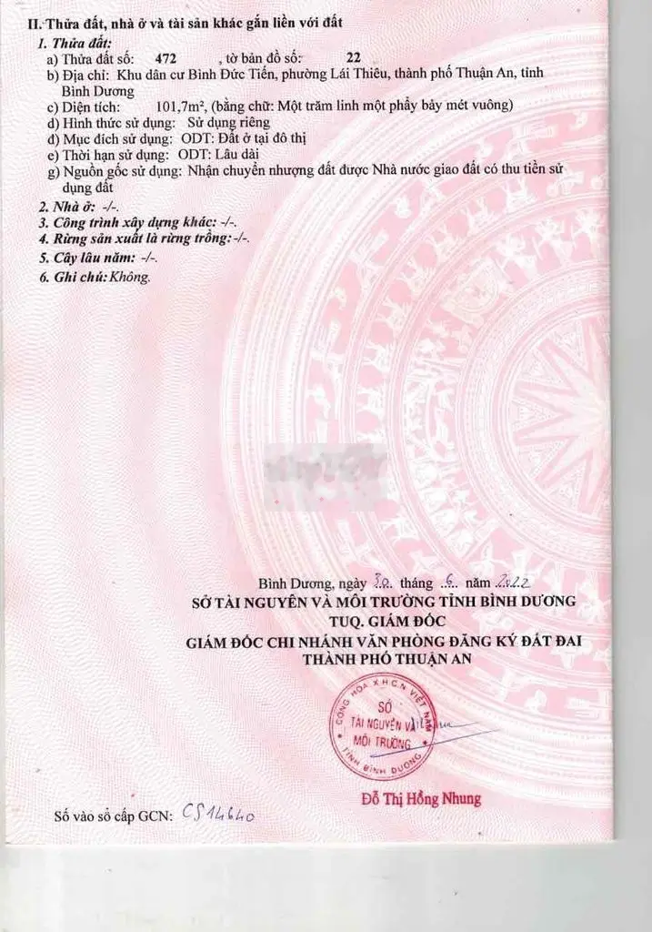 Bán lô đất trong ( central Lái Thiêu ) . gần chợ