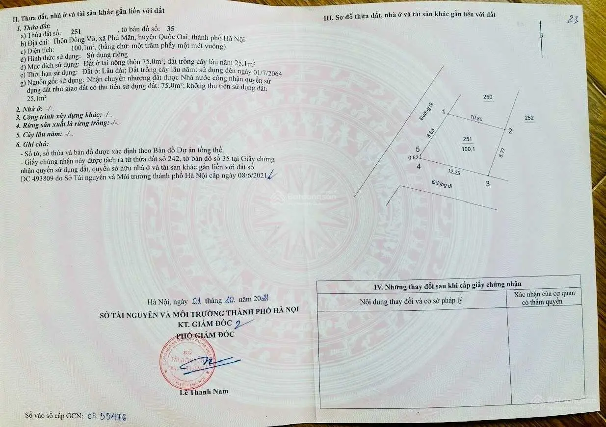 Tài chính dưới 2 tỷ A/C NĐT có ngay lô góc 100.1m2 giá rẻ nhất khu vực xã Phú Mãn Quốc Oai Hà Nội