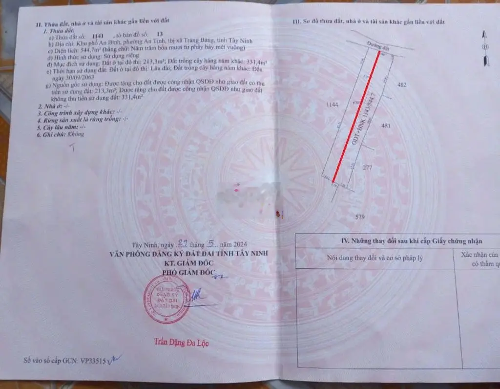 650TR❌Kp An Bình. P An Tịnh. Thị Xã Trảng Bàng. 5x54 ( Tc 100m ) SHR