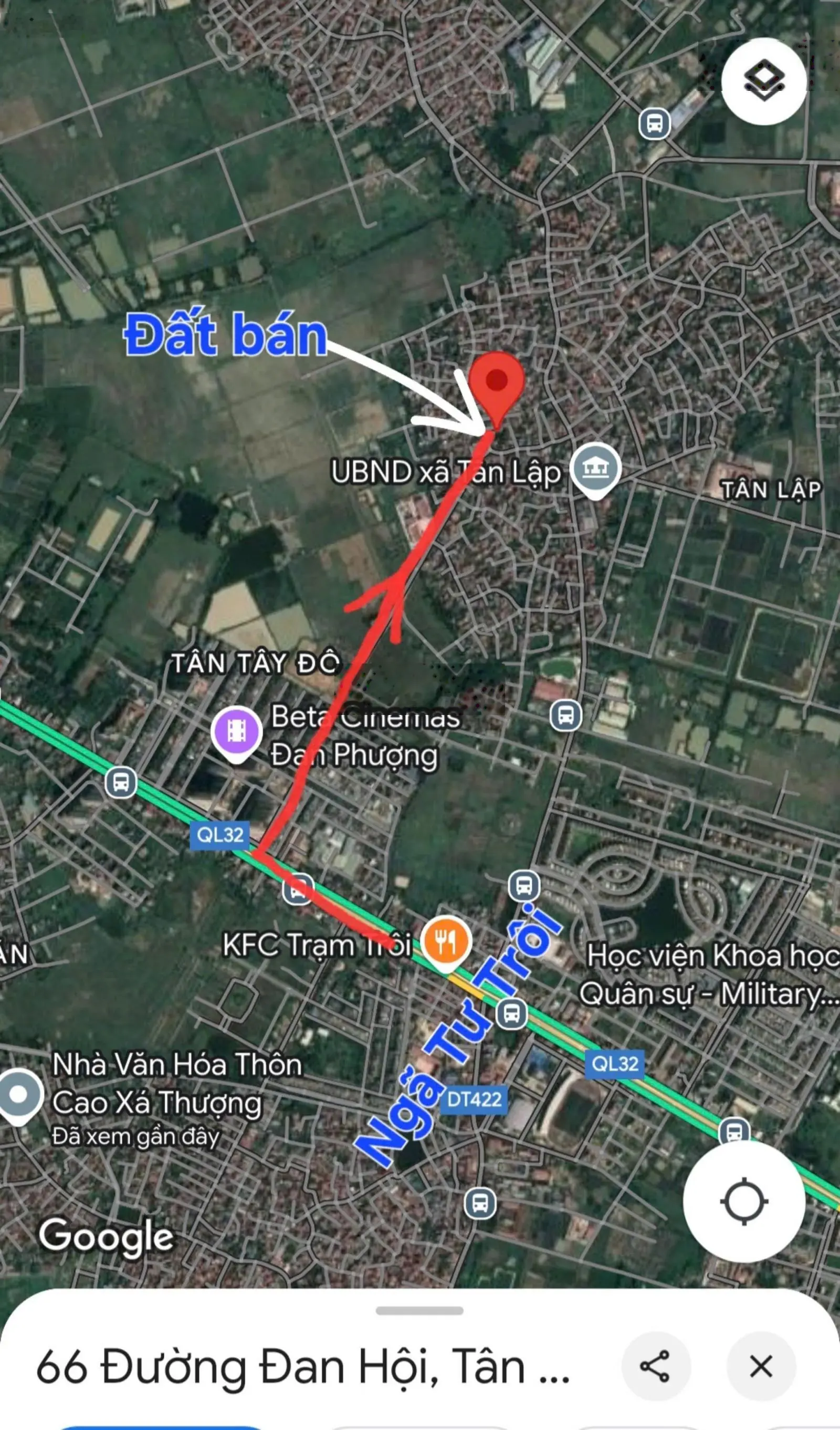 Đất thổ cư, tân lập , đan phượng, hà nội ,dt 50m mặt tiền 4m nở hậu 4,15.