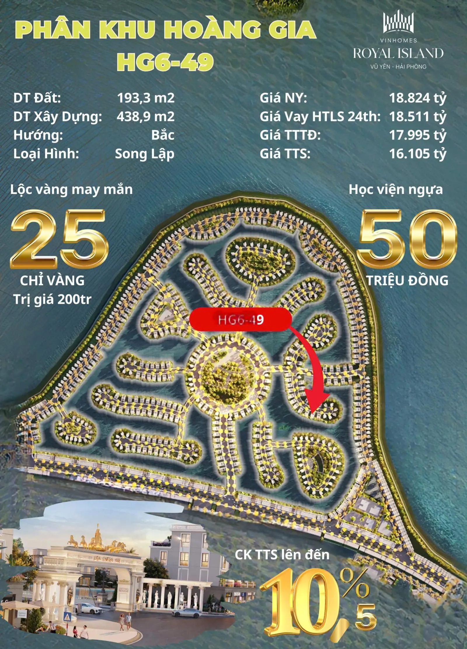 Biệt thự song lập Hoàng Gia HG6-49 Vị trí đắc địa tại Royal Island