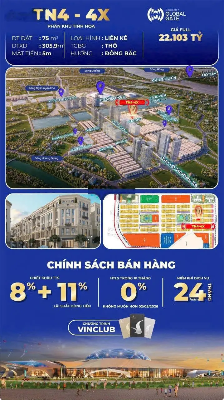 Bán Biệt thự liền kề với diện tích linh hoạt từ 75m - 315m