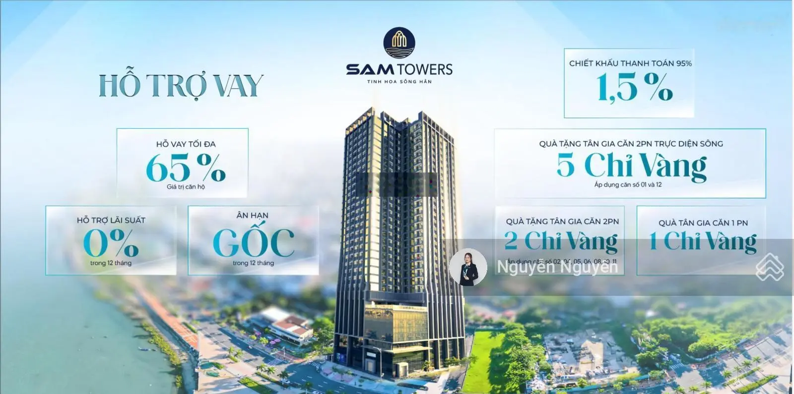 Căn hộ 2PN SAM Towers trực diện sông Hàn Đà Nẵng, cam kết lợi nhuận 300 triệu/năm + Ưu đãi T12/2024