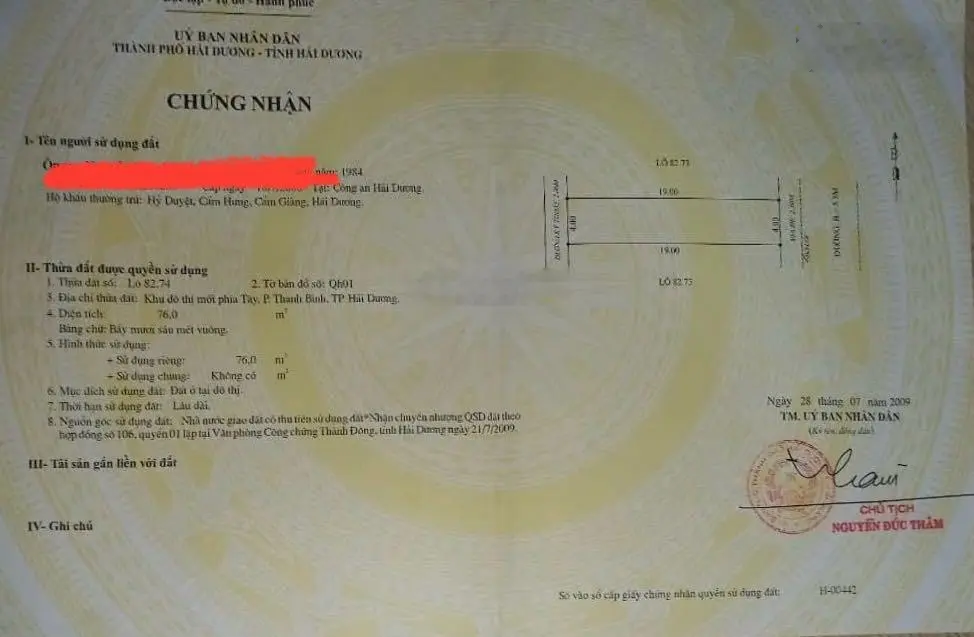 Bán lô đất nhìn vườn hoa khu Vạn Phúc - P Thanh Bình, TP Hải Dương