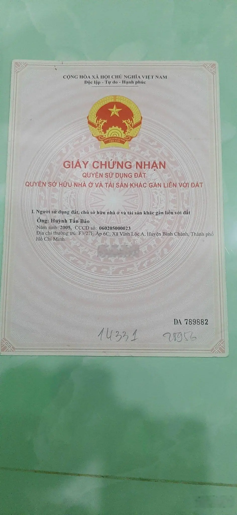 Chủ cần bán đất Thổ và nhà dt 145m2 (5x29m) ở xã Tân Mỹ huyện Đức Hoà tỉnh Long An