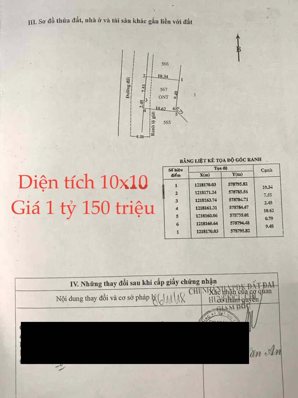 Bán đất xã Trung Lập Hạ Củ Chi 10x10m thổ cư. Giá 1 tỷ 150 triệu còn thương lượng nhẹ