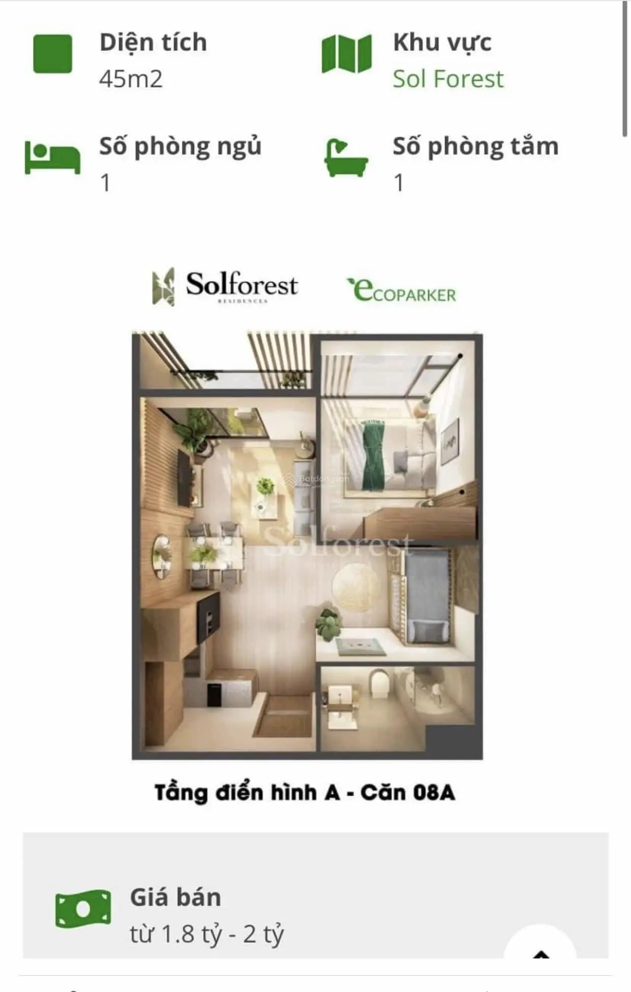 Bán căn hộ Solforest giá tốt nhât thị trường Ecopark