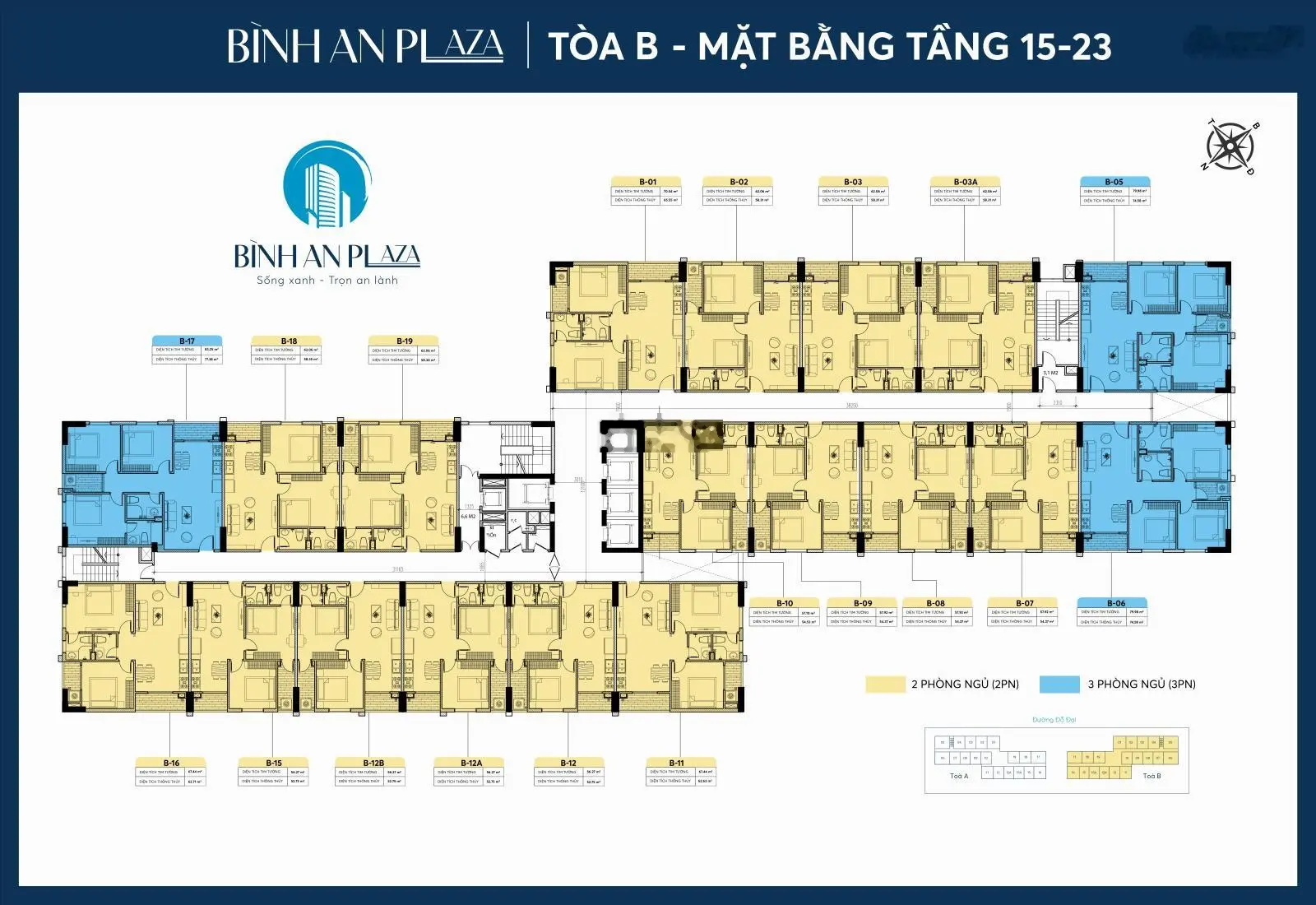 Chung cư Bình An Plaza căn hộ 54.37m2 ban công Đông Nam, sỏ đỏ, nhận nhà quý 2/2025 giá 1,155 tỷ