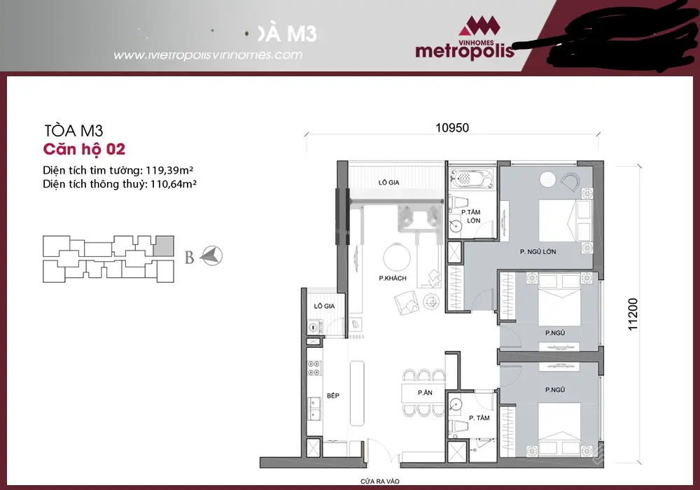Sếp tôi cần gửi bán căn góc 120m2 đẹp nhất M3 Vinhome Metropolis