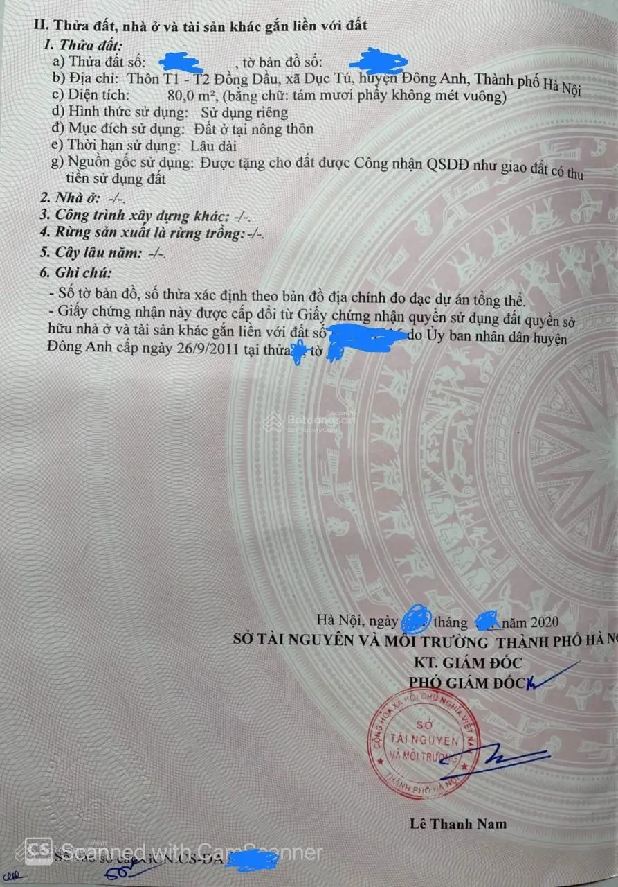 Bán nhà riêng, DT 80m2 (lưu không 2 đầu, trước sau mỗi mặt 20 m2), MT = MH = 5m